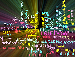 Image showing Rainbow multilanguage wordcloud background concept glowing