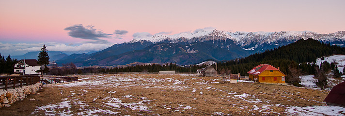 Image showing Romantic sunset in mountain