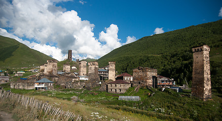 Image showing Towers in mountain village