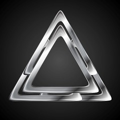 Image showing Abstract metallic triangle logo design template