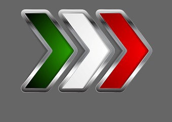 Image showing Abstract vector metallic arrow. Italian colors