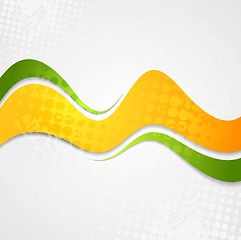 Image showing Abstract orange green waves grunge background