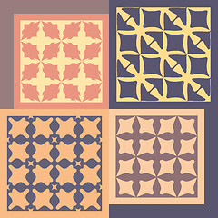 Image showing Set of four seamless patterns. Vintage geometric ornaments. 