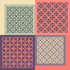 Image showing Set of four seamless patterns. Vintage geometric ornaments. 