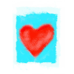 Image showing Abstract bright red heart on blue background