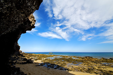 Image showing in lanzarote   spain  rock stone sky cloud beach   