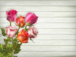 Image showing Roses on wooden background. EPS 10