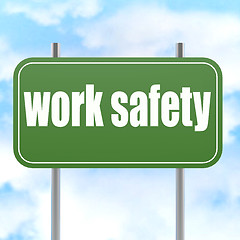 Image showing Work safety on green road sign