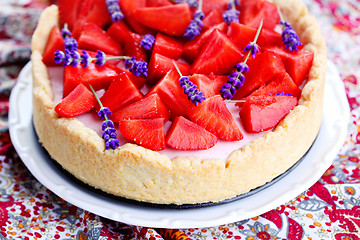 Image showing strawberry cheesecake