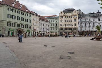 Image showing BRATISLAVA, SLOVAKIA - MAY 07 2013: Tourists and residents on Main City Square in Old Town 