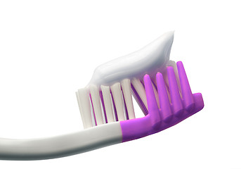 Image showing Toothbrush with toothpaste isolated on white background