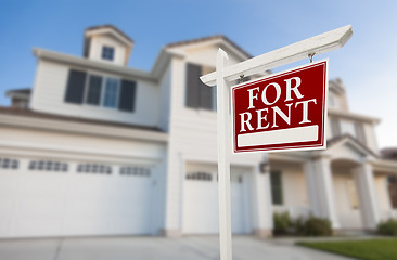 Image showing For Rent Real Estate Sign in Front of House