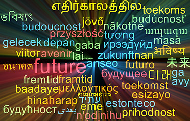 Image showing Future multilanguage wordcloud background concept glowing