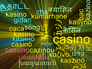 Image showing Casino multilanguage wordcloud background concept glowing