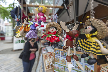 Image showing BRATISLAVA, SLOVAKIA - MAY 07 2013: Gift and souvenirs shop in Old town 