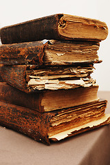 Image showing stack of old tattered books