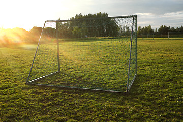 Image showing soccer goal on village sports field 