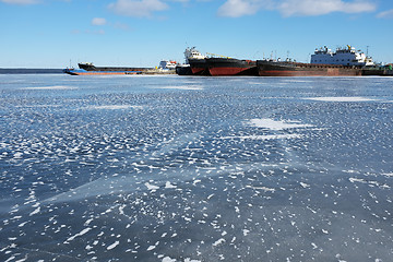 Image showing ships at the port in winter 