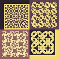 Image showing Set of four seamless patterns. Vintage geometric ornaments. 