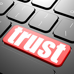 Image showing Keyboard with trust text