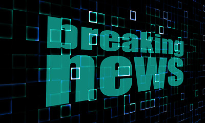 Image showing Breaking news pixelated blue wall background