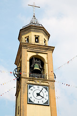 Image showing ancien  tower in italy    stone and bell