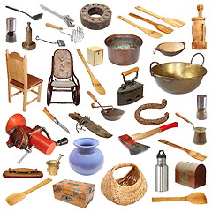 Image showing collage with vintage objects on white