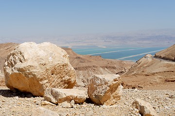 Image showing Desert landscape near the Dead Sea at bright noon