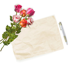 Image showing Roses bouquet and blank greeting card. EPS 10