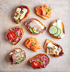 Image showing various bruschettas