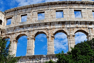 Image showing Detail of ancient Roman amphitheater in Pula, Croatia