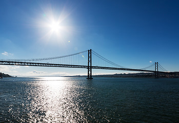 Image showing 25 de Abril Cable-stayed Bridge over Tagus River