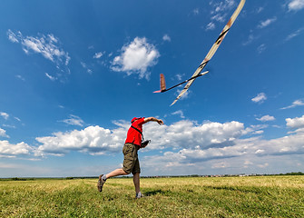 Image showing Man Launches into the Sky RC Glider