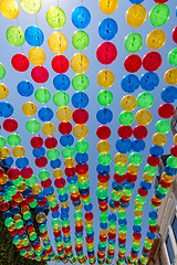 Image showing City Streets Decorated with Multicolored Balls