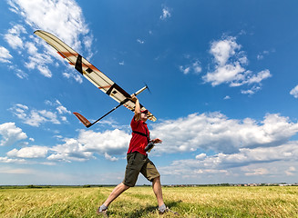 Image showing Man Launches into the Sky RC Glider