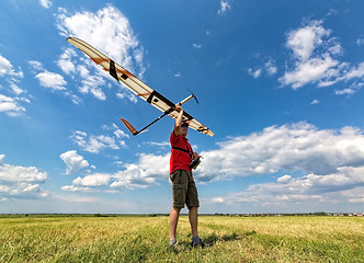 Image showing Man Launches into the Sky RC Glider