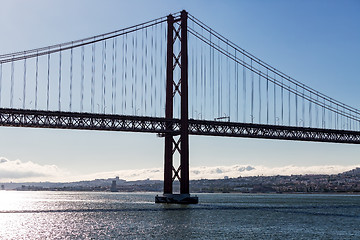 Image showing 25 de Abril Cable-stayed Bridge over Tagus River