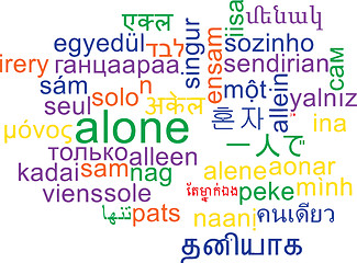 Image showing Alone multilanguage wordcloud background concept