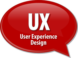 Image showing UX acronym definition speech bubble illustration