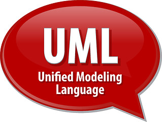 Image showing UML acronym definition speech bubble illustration