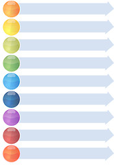 Image showing Nine blank business diagram arrow list illustration