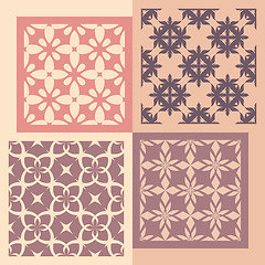 Image showing Set of four seamless patterns. Vintage geometric ornaments. 