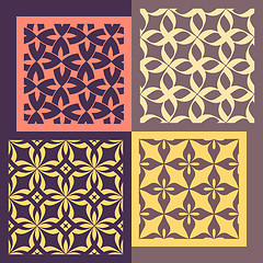 Image showing Set of four seamless patterns. Vintage geometric ornaments. 