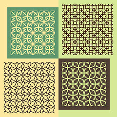 Image showing Set of four seamless patterns. Vintage geometric ornaments. 