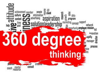Image showing Thinking 360 Degree word cloud with red banner