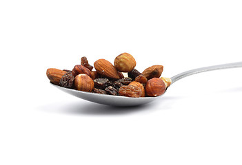 Image showing Trail mix on spoon