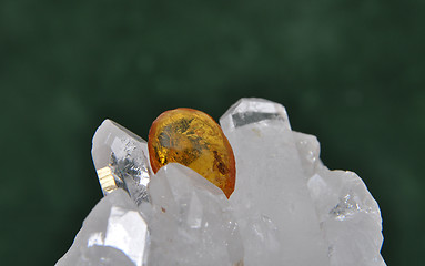 Image showing Amber on rock crystal