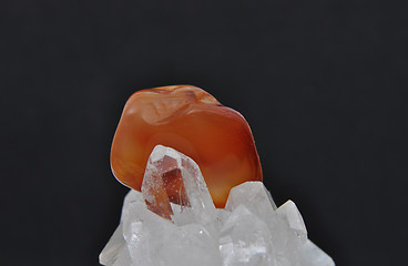 Image showing Carnelian on rock crystal