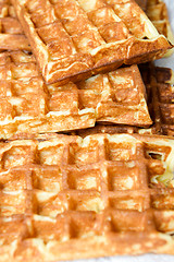 Image showing Fresh homemade fried soft Vienna waffles