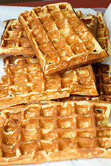 Image showing Fresh homemade fried soft Vienna waffles